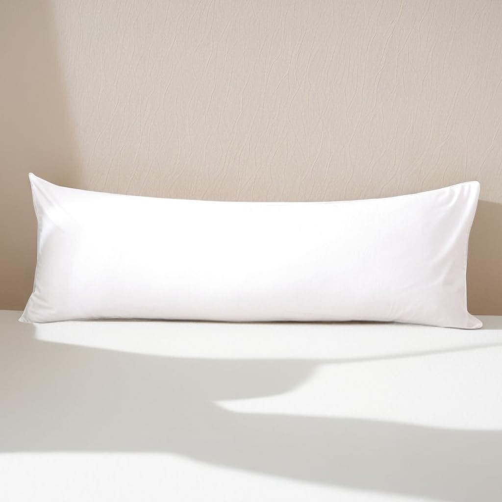 YANHOMY Body Pillow Cover Cotton Twill Long Pillow Case 20 x 54 inches with Hidden Zipper Closure Solid Soft Comfortable Removable Pillowcase (White)