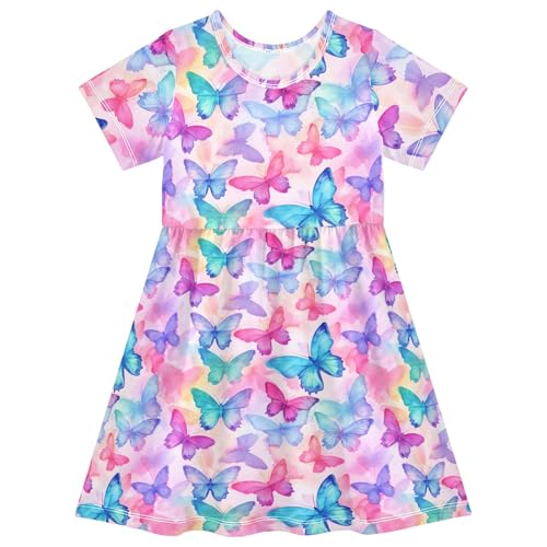 Vestido de verano de manga corta para niñas, vestido casual de playa para 2-8 años, Multicolor, 3 años