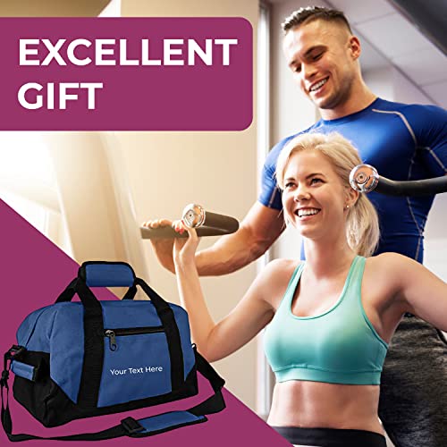 Personalized Passion Small Duffle Bag for Boys and Girls - Perfect Sized 14” Two Toned Travel Duffle - Personalized Name Sports Gym Bag for Storage - Navy Blue