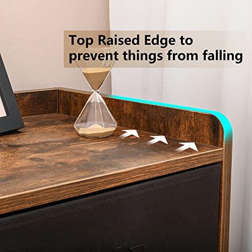 Iwell Nightstand Set Of 2 With Drawer, Side Table With Wood Legs, Bedside Table For Bedroom, Rustic Brown #TOP5