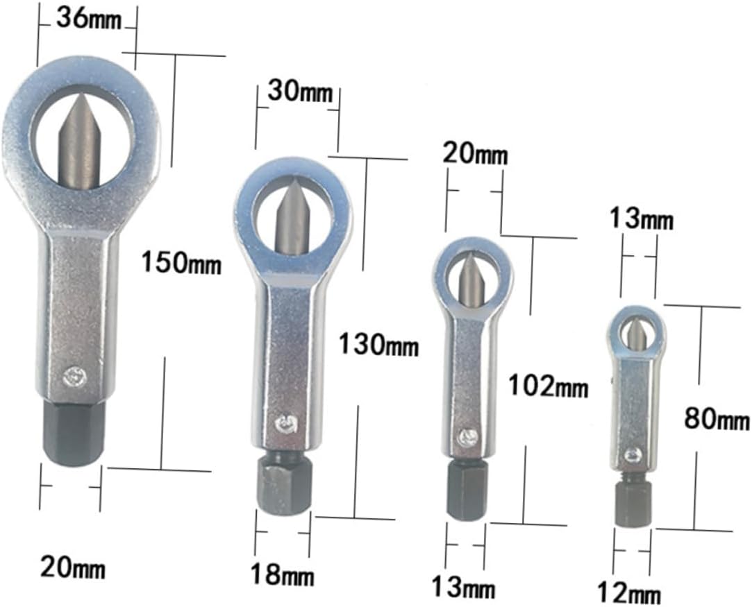 UPKOCH 4pc Nut Splitter Nut Breaker Tool Kit Crusher for Rusty High Hardness High Torque Polished