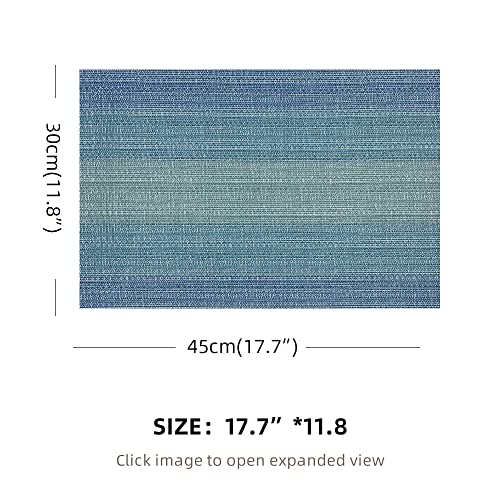 Canglifull Placemats Set Of 6, Vinyl Woven Placemats, Beautiful Washable And Durable Non-Slip Table Placemats, Indoor/Outdoor Placemats (Blue, 6) #TOP6