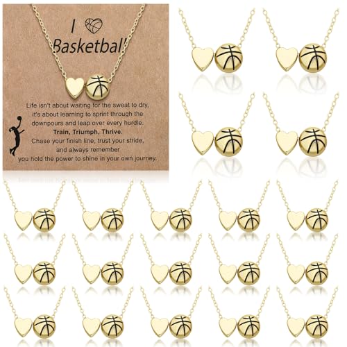 20 Sets Basketball Necklace Team Gifts for Women Bulk Pendant Jewelry Sport Necklace with...