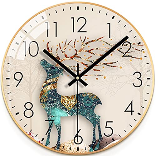 Reloj de pared alces redondo silencioso para decoración moderna de sala de estar en color B 2
