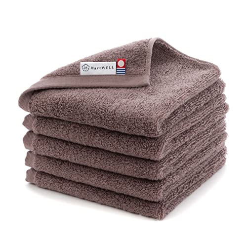 今治タオル ハートウエル 5枚セット もこもこ365 ウォッシュタオル ブラウン