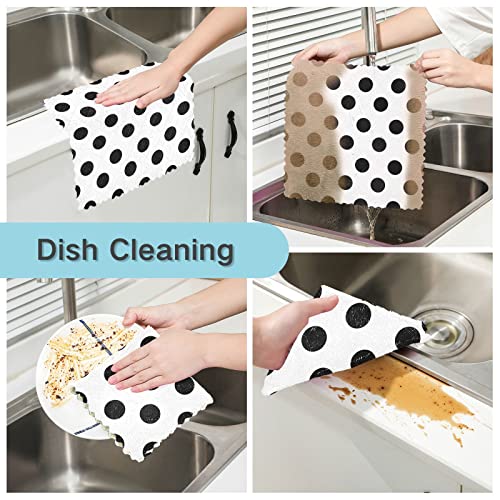 Cataku 292284863P655C696S1463 Black And White Polka Dot Kitchen Dish Cloths, 6 Pack Reusable Dish Rags For Washing Dishes, Microfiber Cleaning Cloths Dish Towels Washcloths thumb #1