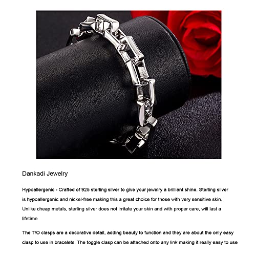 Solid 925 Sterling Silver Cube Link Chain Two Locks Bracelet Chunky Thick Large Bracelet 10.5mm for Men & Women4