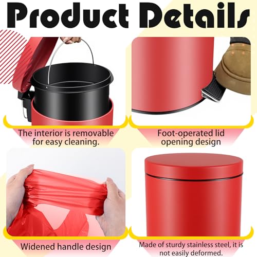 Image of Geiserailie 4 Set 3.17 Gallon Stainless Steel Biohazard Trash Can with 200 Hazardous Bags, Foot-Operated Self-Closing Lid & Biohazard Labels for Medical Hospitals Industrial Infectious Waste Disposal