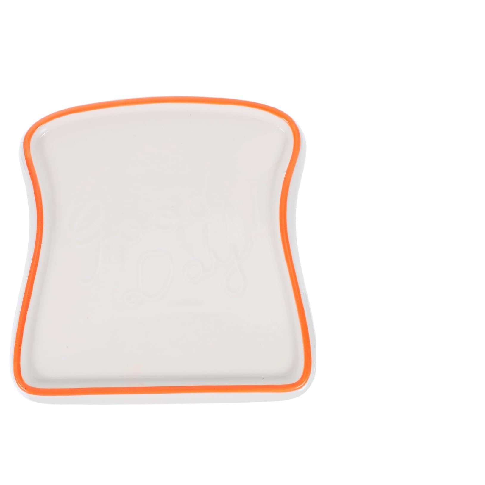 PRETYZOOM Breakfast Meal Plate Ceramic Toast Shape Food Tray Daily Use Dish for Appetizers Lunch Dinner Elegant Design for Home Decor Safe for Any Meal