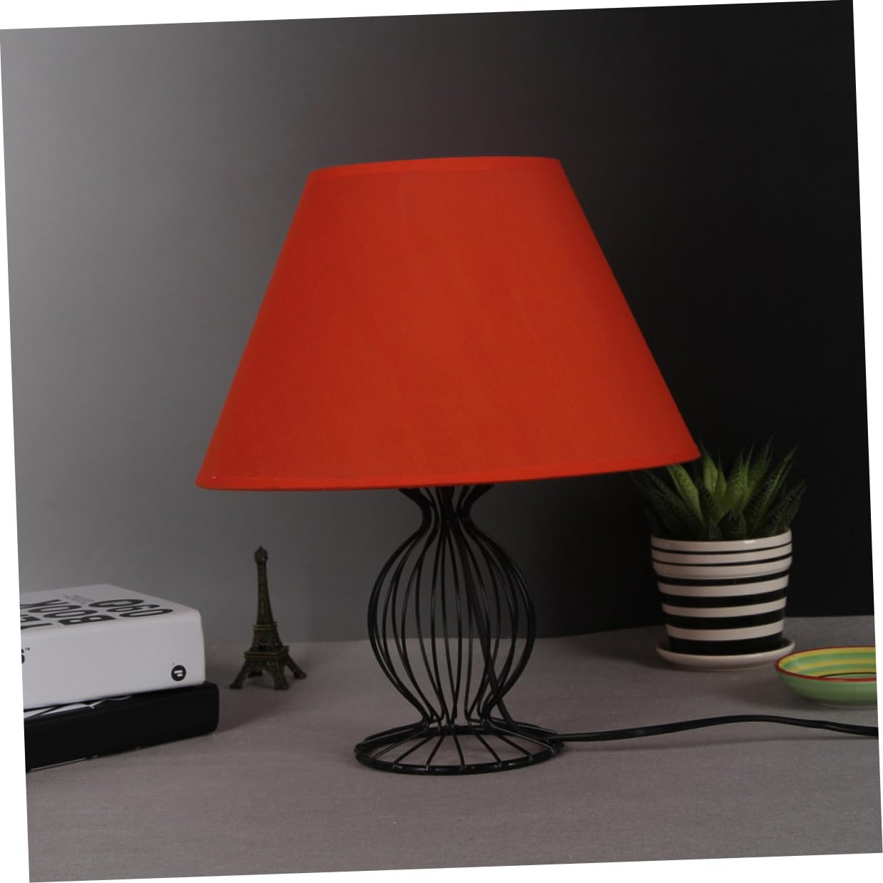 Veemoon Paralume da Tavolo Cotone-poliestere Arancione Base E27, Design Vintage Elegante e Resistente, Adatto per Lampade da Parete da Scrivania per Uso Domestico