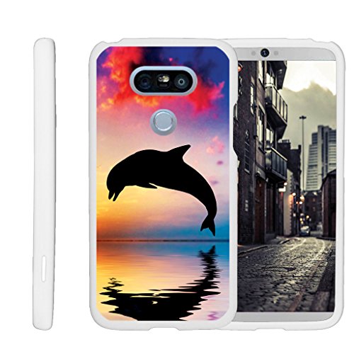 Compatible with LG G5 Case | H850 | H820 | H830 | US992 | LS992 [Slim Duo] Hard Shell Snap On Case Compact Cover Matte on White Sea Ocean by TurtleArmor - Dolphin Jump