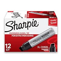 Sharpie Magnum Permanent Marker | Oversized Chisel Tip, Great for Poster Boards, Black, 12 Count