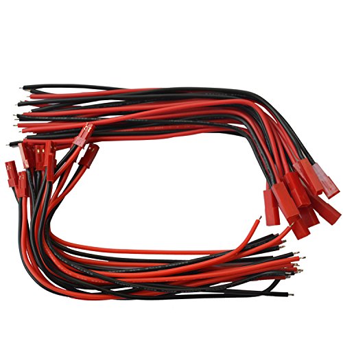 Vimvip® 10 Pairs 180Mm Silica Silicone Jst Connector Plug Cable Line Male+Female For Rc Bec Lipo，Resistance High Temperature And High Pressure 200C 600V #TOP5