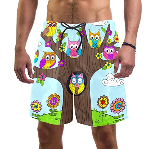 Short de plage à séchage rapide JDEZ pour des vacances confortables en maillot de bain hiboux