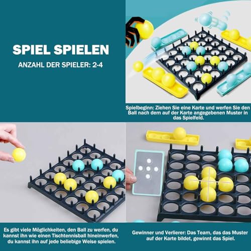Bouncing Ball Tischspiel, Bounce Off Game mit 16 Bällen, 20 Herausforderungskarten, Desktop Bouncing Toy für Kinder, Familie und Party, für Kinder ab 7 Jahren (A)