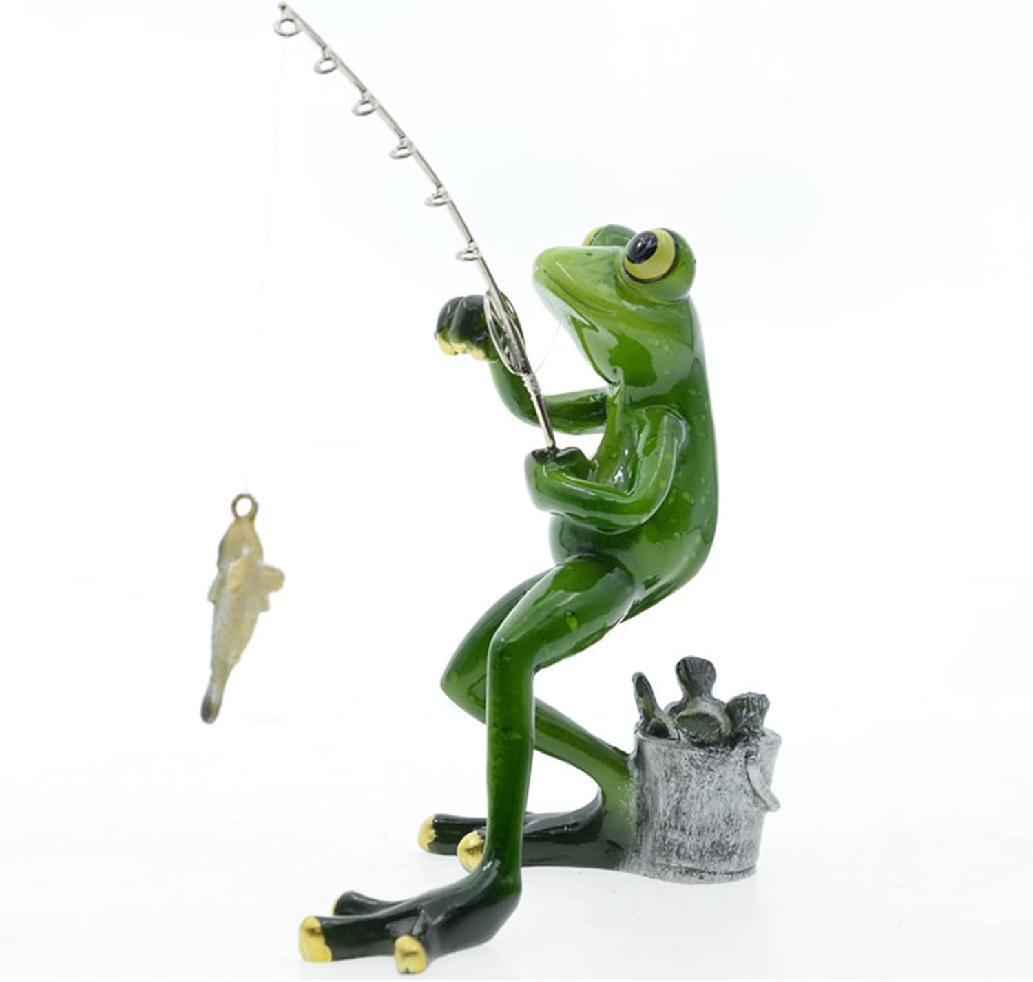 Queemie® Funny Fishing Frogs Statues, 2pcs Mascot Animals Ornaments Anglers Lovers Collectible Figurines Sculptures for Outdoor Lawn Yard Garden Home Office Desk Decoration - Image 6