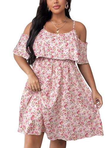 Image of Plus Size Summer Dresses for Women Casual Short Sleeves A Line Midi Dress