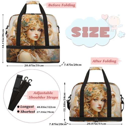 Large Weekender Overnight Bags Flower Woman Beautiful Travel Duffel Bag for Women Men Gym Bag With Shoe Compartment Foldie Travel Tote Bag Carry On Personal Item Bag for Travel Gym Sports2
