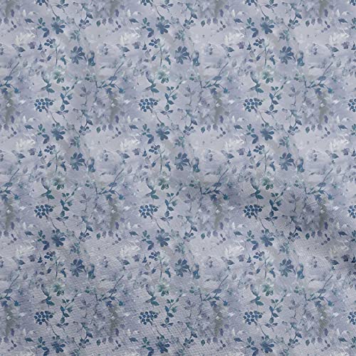 oneOone Cotton Poplin Medium Blue Fabric Asian-Tie & Dye-Floral Craft Projects Decor Fabric Printed By The Yard 42 Inch Wide-24