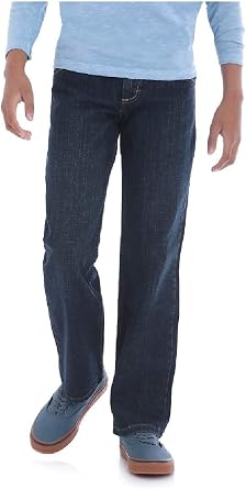 Wrangler Boys 5-Star Premium Straight Fit Jeans, Regular, Slim, Husky Fit Moonlight Blue Dark Wash 7 Slim
