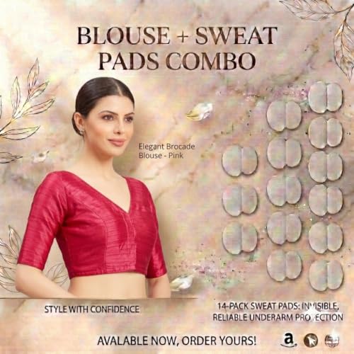 Image of Studio Shringaar Women Readymade Raw Silk V Neck Saree Half Sleeve Blouse