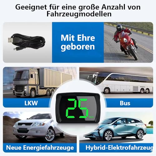 Digitaler Auto Tachometer，Auto HUD Head Up Display 2.8\ KM/H | Tachometer mit GPS Chip，Geschwindigkeitsanzeige für alle Fahrzeuge，USB Plug and Play