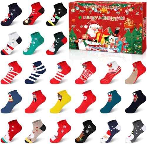 24 Pairs Christmas Socks, Funny Cotton Christmas Socks, Christmas...