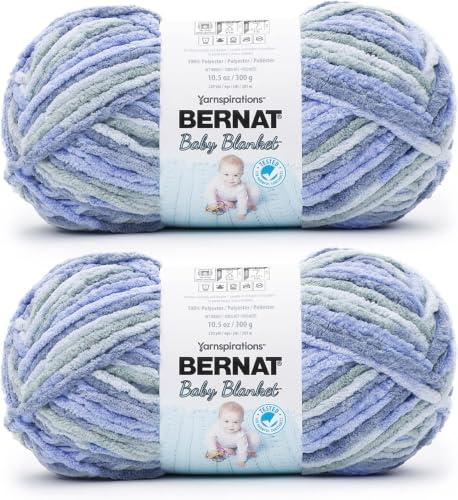 Image of Bernat Baby Blanket Lovely Blue Yarn of 300g /10.5oz - Polyester - 6 Super Bulky - 220 Yards - Knitting /Crochet (Pack of 24)