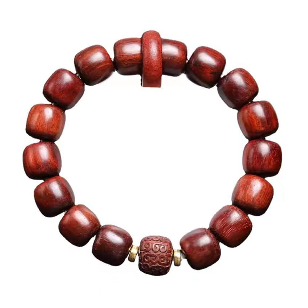 Braccialetto Bodhi, 10 * 11mm Bracciale con perline di legno di sandalo del sangue dello Zambia Barilotto di buon auspicio Perline di legno Bracciale elasticizzato for la meditazione Yoga Canto Mala