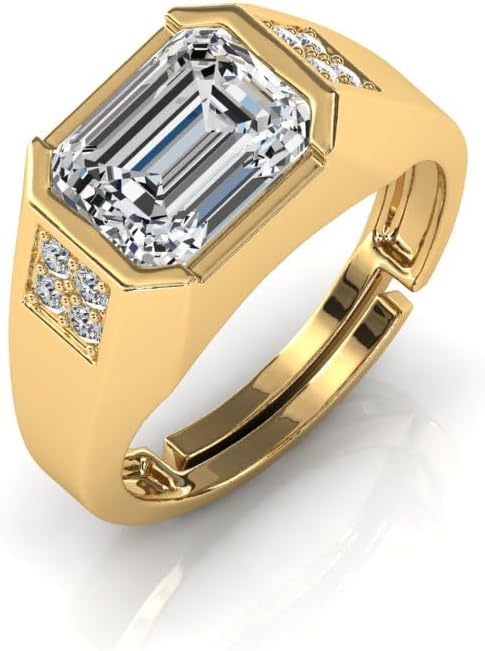 2.50 Ratti Handcrafted Finger Ring With Beautifull Stone Men & Women Jewellery Collectible american diamond ring Gold Plated for Men and Women LAB - CERTIFIED