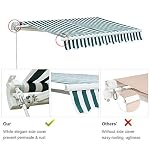 Diensweek 10×8 Patio Awning Retractable Fully Assembled Manual Commercial Grade Quality 100 280G Ployester Window Door Sunshade Shelter Deck Canopy Balcony P100 Series GreenWhite Stripes