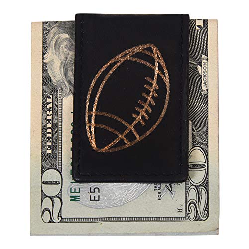 Image of LB LEATHERBOSS Men's New Leather Strong Magnetic Money Clip (Football)