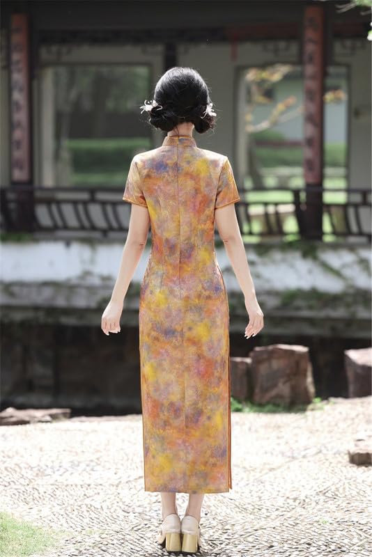 Abiti Qipao Lunghi da Donna Taglie Forti in Stile Cinese Abiti Vintage in Jacquard con Fibbia Abbigliamento Orientale Classico