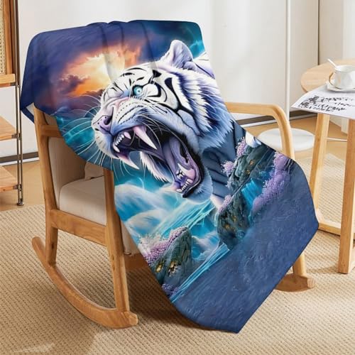 Couverture tigre en flannel 100x130cm avec impression numérique 3D - 8