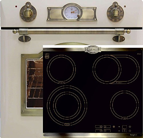 NEUHEIT Herdset Autark Kaiser Empire/Elektro Einbau Backofen 67L Elfenbein + High Light Glaskeramikkochfeld 60cm/Metallplatten Bronze/Heißluft,