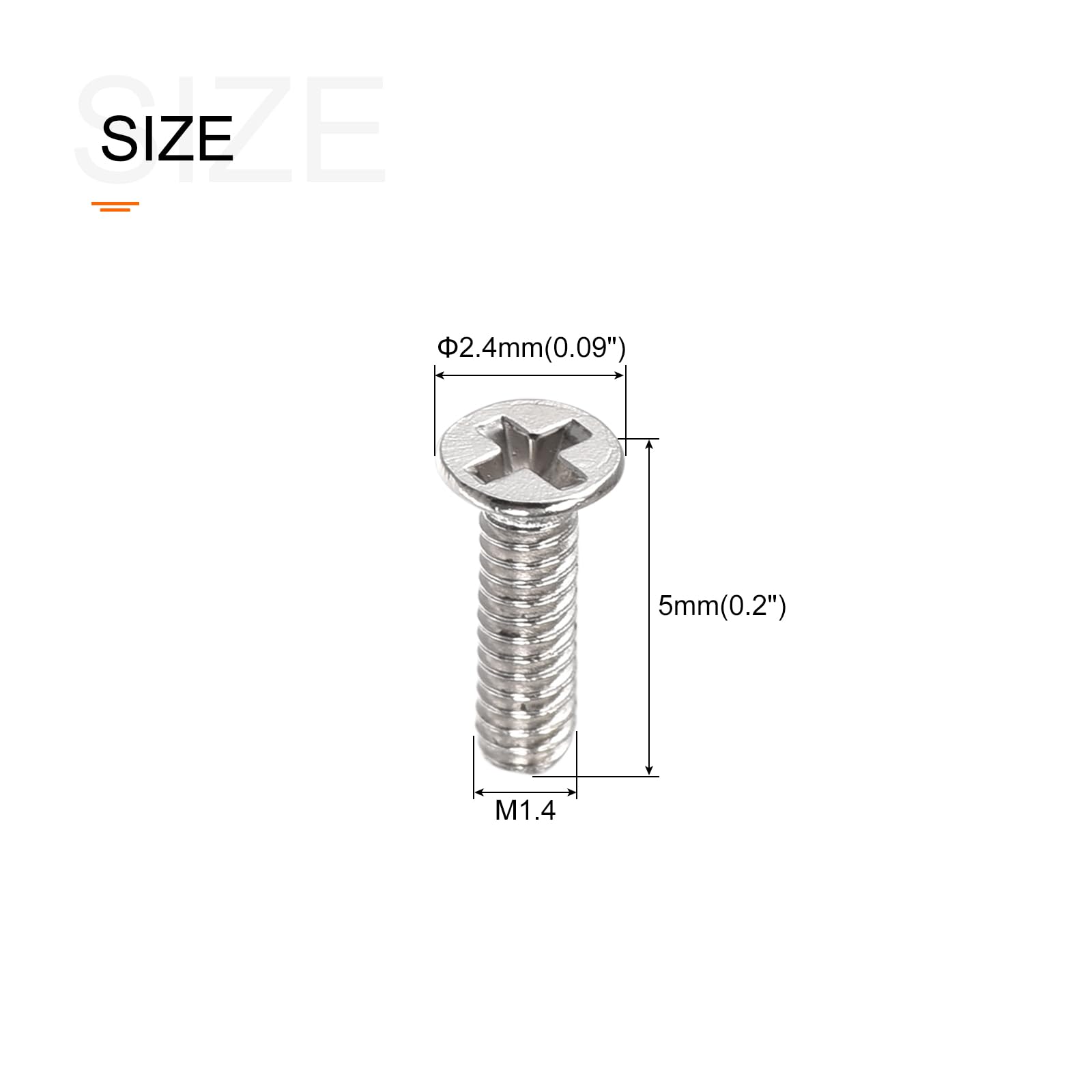 METALLIXITY Phillips Screw (M1.4 x 5mm) 500Pcs, Carbon Steel Machine Screws for Glasses Watch Laptop PC TV Silver Tone - Image 2