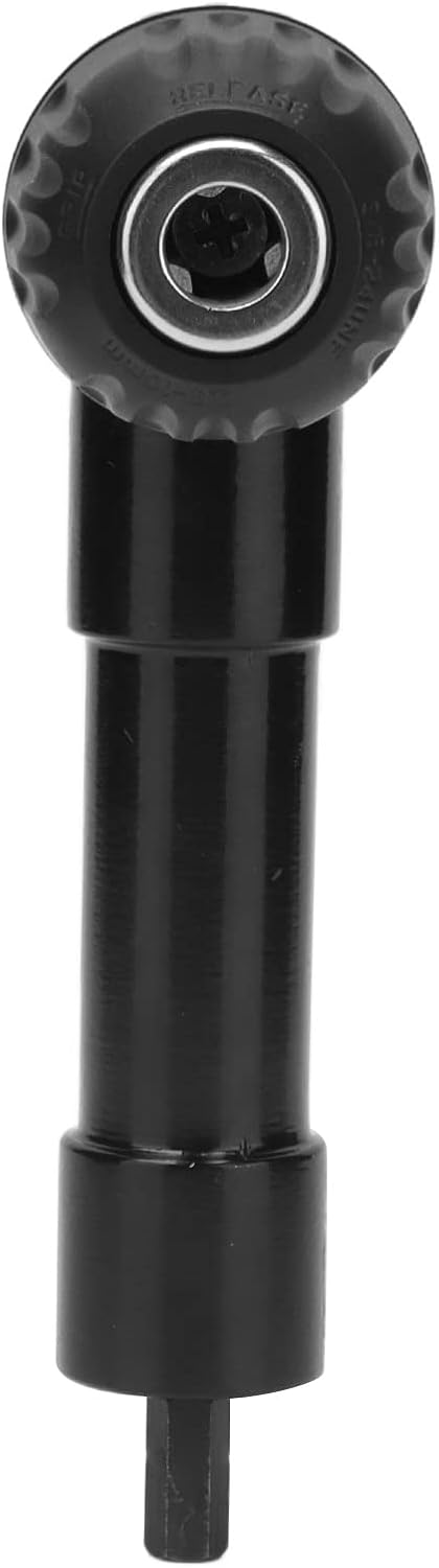 Cordless Drill Attachment Adapter, Right Angle Drill Chuck 90 Degree Handle with Hand Tight 3 Jaw Chuck for Tight Spaces, Carbide Power Tool Accessory
