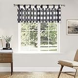 CAROMIO Cortina de Cuadros de Búfalo Cortinas Cortas de Estilo rústico Cortinas de Media Ventana Pequeñas para Salón Dormitorio Cocina, 1 Pieza