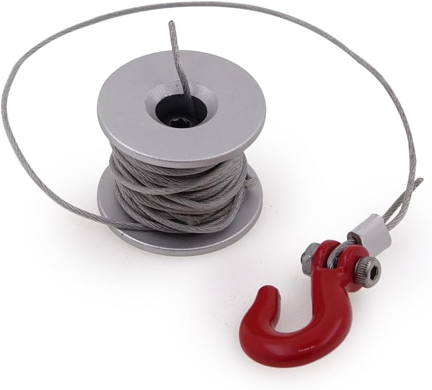 AGFRC 25T RC Winch Spool Kit Set Capstan 210cm Length with Hook for 1/10 1/8 Scale Standard and Low Profile Smart Servo (H16)