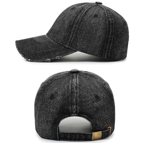 Image of Vintage Washed Denim Distressed Dad Hats Baseball Caps for Men Women