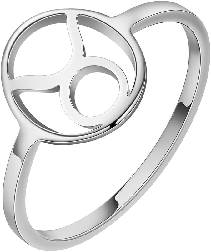 Unisex Stainless Steel Thin Simple Delicate 12 Constellation Zodiac Symbols Stackable Finger Ring Wedding Band