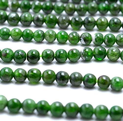 Miniatura 2 de Cuentas de piedras preciosas de diópsido cromadas naturales AAA de 1 hebra para fabricación de joyas, cuentas redondas de diópsido cromado de 0.31
