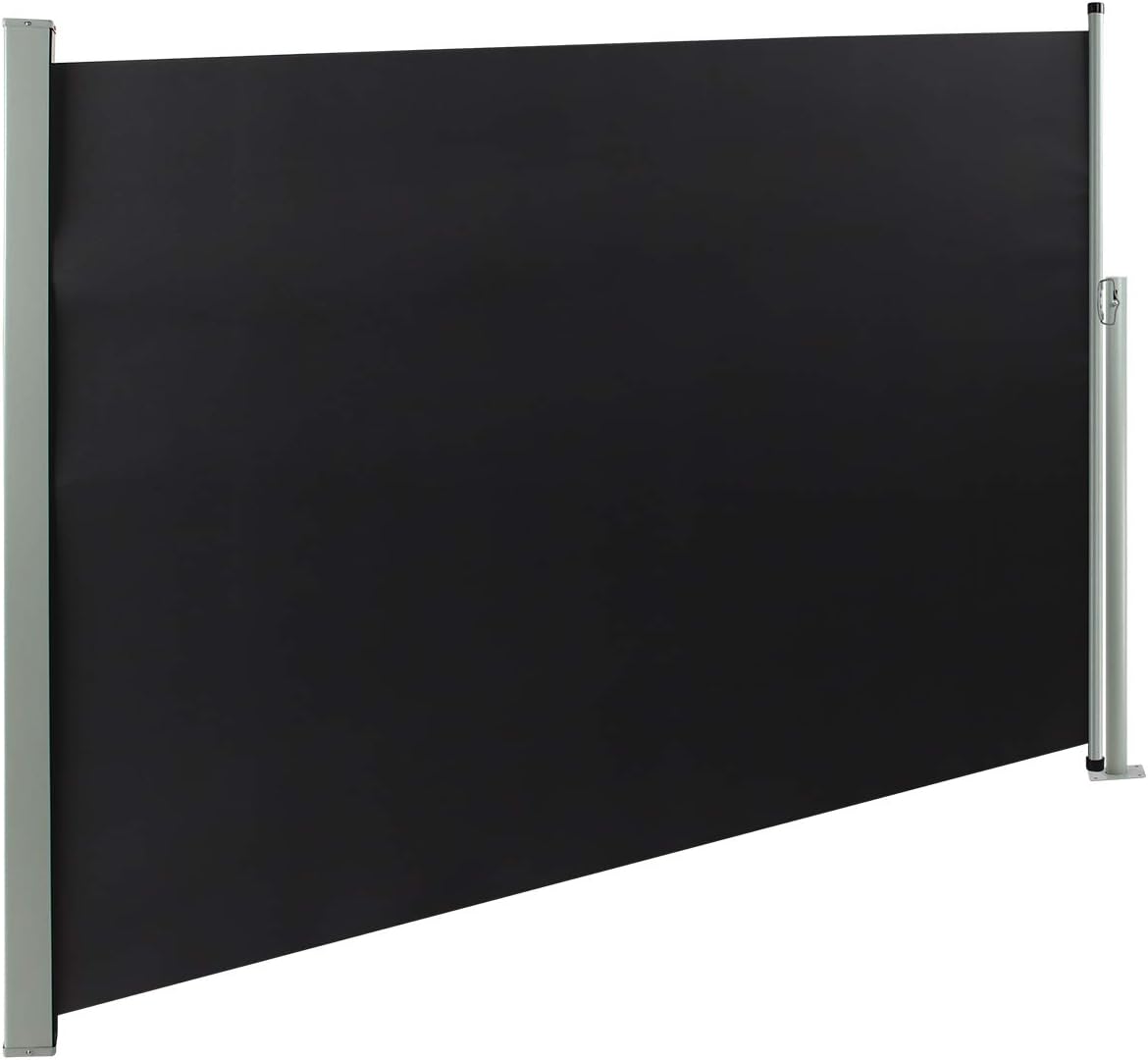 Display4top Side Awning,Side Blind Extendable Sun and Wind Protection Privacy Screen for Balcony, Patio, Garden,Grey (160 x 350 cm)