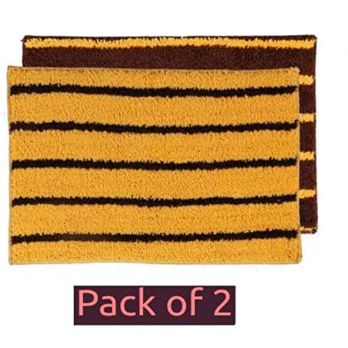 Image of Anti Skid Doormats for Home and Office Entrance Living Room and Bathroom Mats | Entrance Door Mats for Home and Office Entryway. (Pack of 2 (Line Yellow-Red), 16x24)