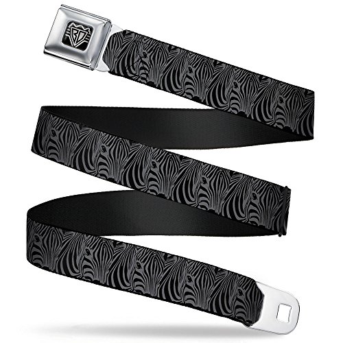 Cinturón de hebilla de seguridad con estampado de cebra para niños en negro y gris