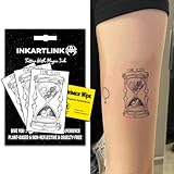 INKARTLINK Semi Permanent Tattoos, 3 Sheets of Small Temporary Tattoos, Adult Art Designs, Party Favors, Waterproof, Realistic, No Adhesive, No Reflective, Lasts 1-2 Weeks (Time Hourglass)
