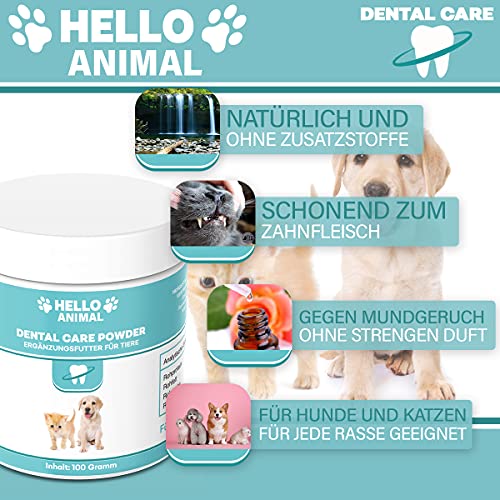 HelloAnimal® DENTAL Pulver für Hunde und Katzen – Zahnreinigung und Zahnpflege Zahnsteinentferner auch für Zwischenräume – Zahnpulver gegen Mundgeruch
