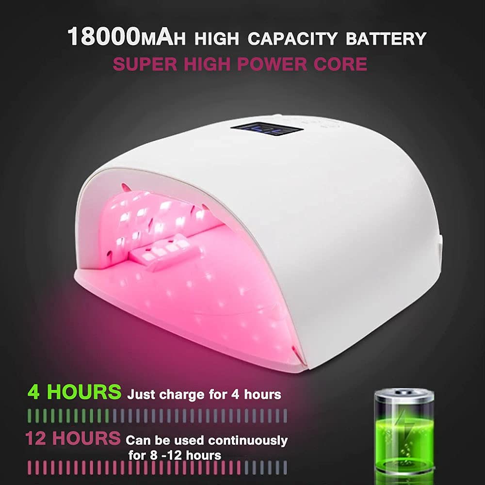 Lampa do paznokci, 86W akumulatorowa lampa LED do paznokci, bezprzewodowa suszarka do paznokci, 15600mAH bezprzewodowa lampa do utwardzania lakieru do paznokci, profesjonalne narzędzia do manicure