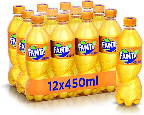 Fanta Aranciata - 12 bebidas de zumo de naranja (PET, 450 ml, bebidas gaseosas, 100% naranjas italianas)
