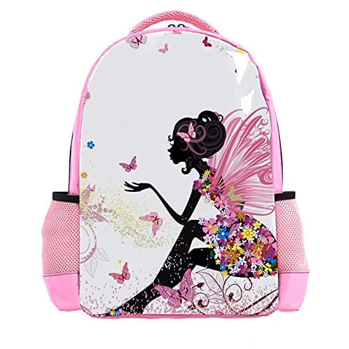 Sac à dos léger pour enfants garçons filles motif papillon rose